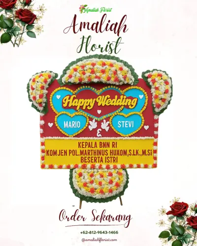 Karangan Papan Bunga Pernikahan di Klanting